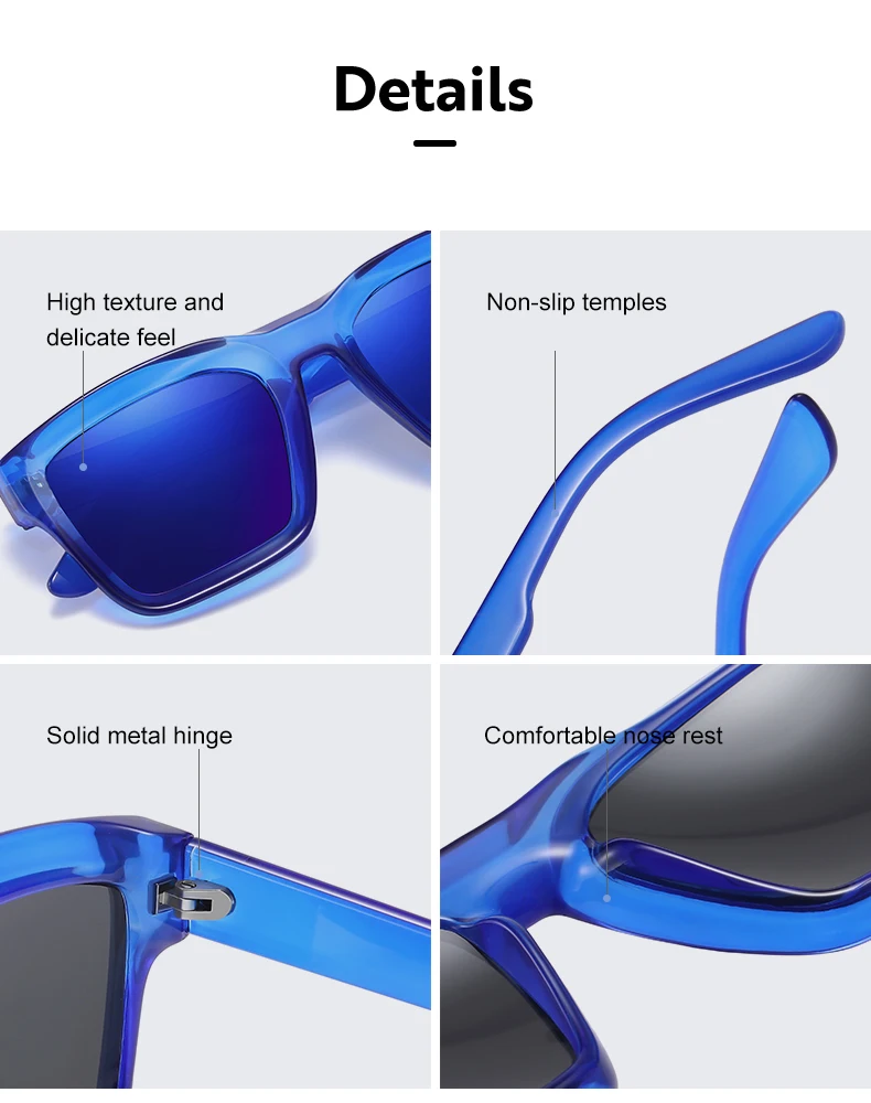 2026 DML Neue Mode Damen Luxusmarke Quadratische Sonnenbrille Vintage Hochwertige Farbige Polarisierte Schutzbrille UV400 – Detail 6