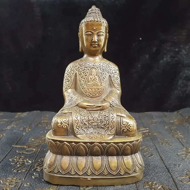 Free shipping, pure copper Sakyamuni Buddha statue, metal handicrafts Tathagata Buddha, living room, ornament