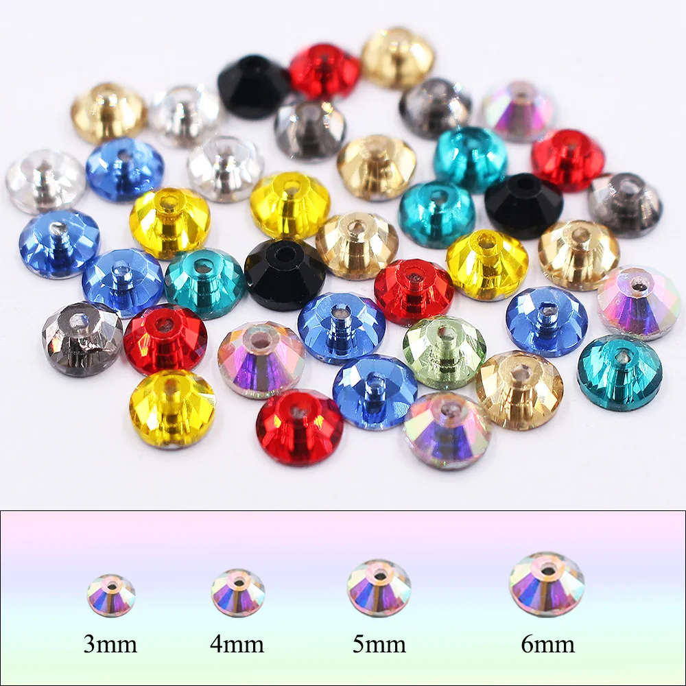 3mm-6mm 100 stücke Flatback Mittleren Loch Nähen Strass Shiny Kristalle Strass Perlen Nähen Auf Strass für kleidung Stoff Edelsteine – Detail 3