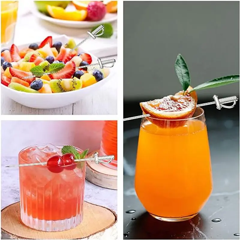 [B17B!】 Cocktail Sticks 12 Pcs Olive Picks, Sword-Shaped Metal Toothpicks For Fruit Drinks, Hamburgers Barbecue Barbeque