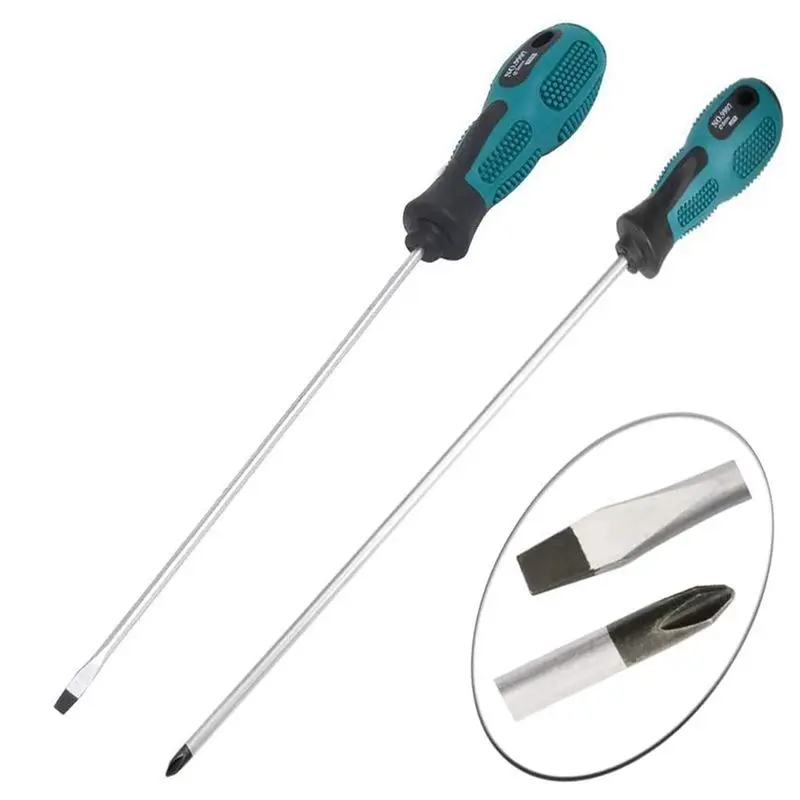 Lightweight 6 Packs 12 Inches Long Slotted And Phillips Screwdriver Flat Blade Screwdriver Magnetic Screwdriver With Rubber Hand