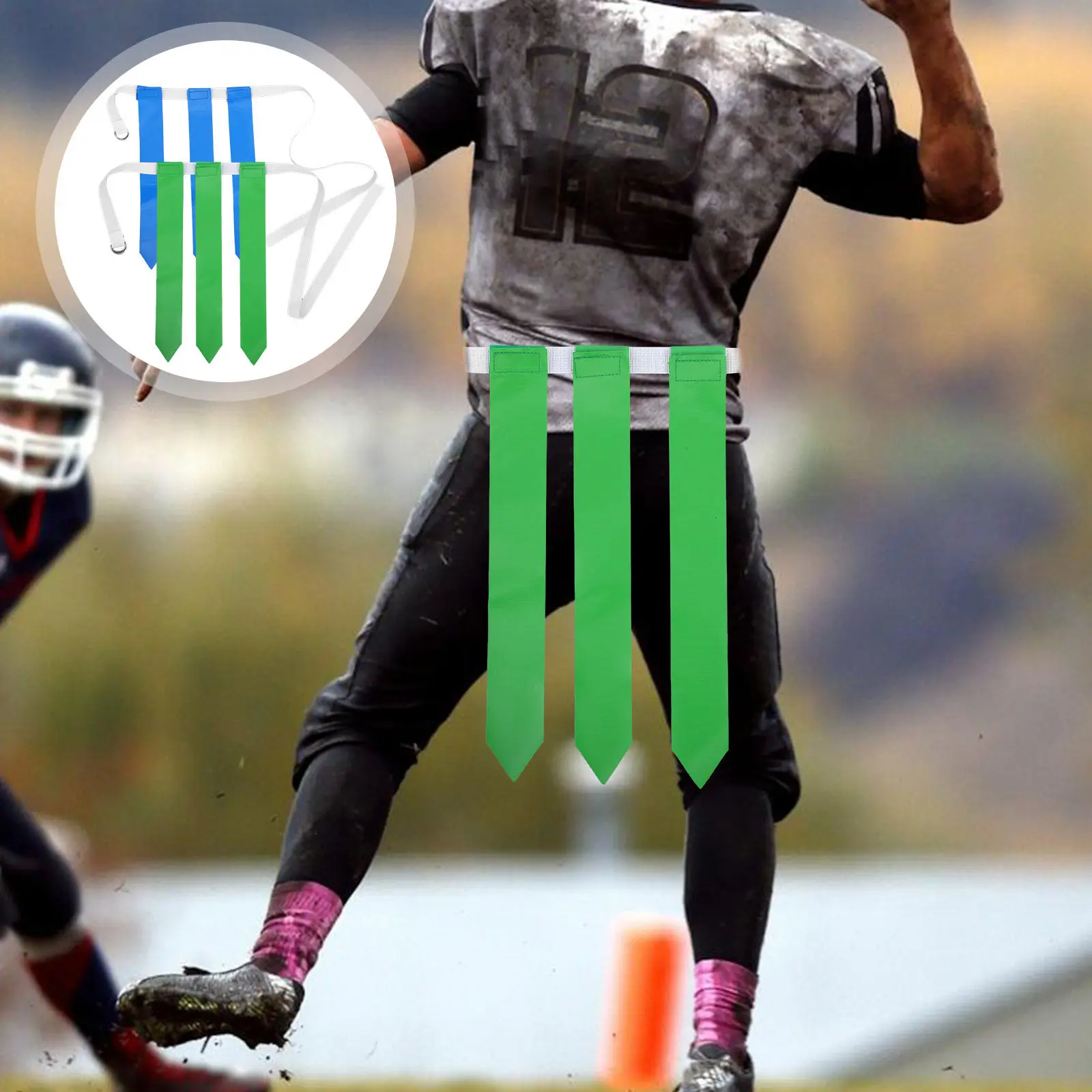 

2 шт. регулируемых прочных поясных флагов для футбола и регби, снаряжение для тренировок по футболу, товары для занятий спортом на открытом воздухе