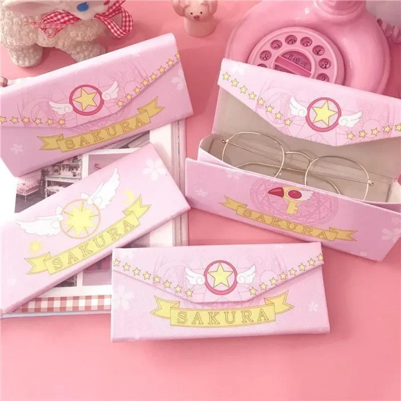

New Kawai Sailor Moon Japanese cartoon versatile Sakura folding glasses box cute magic wand girl pencil case pencil box gift