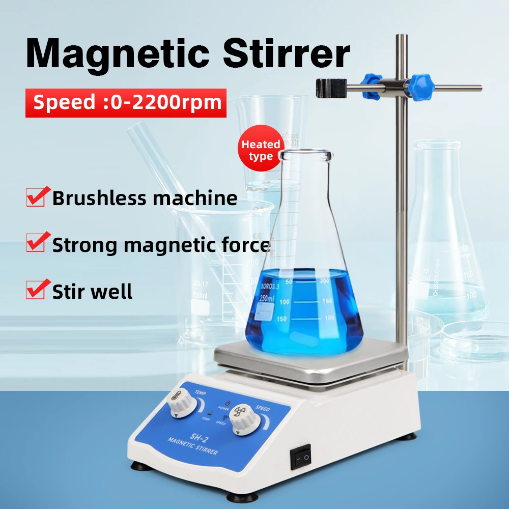 Magnetic Stirrer Hotplate 1L Magnetic Mixer with Laboratory Mixer Heating Power 100-2000 RPM with Stirring Bar & Support Stand