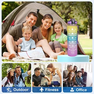 Chai nước di động cho thể dục dụng cụ, chai đồ uống đẹp cho thể thao, du lịch ngoài trời, thể dục, đạp xe, 1L 8 Chai thủy tinh bán hàng chính 1 lít - №3