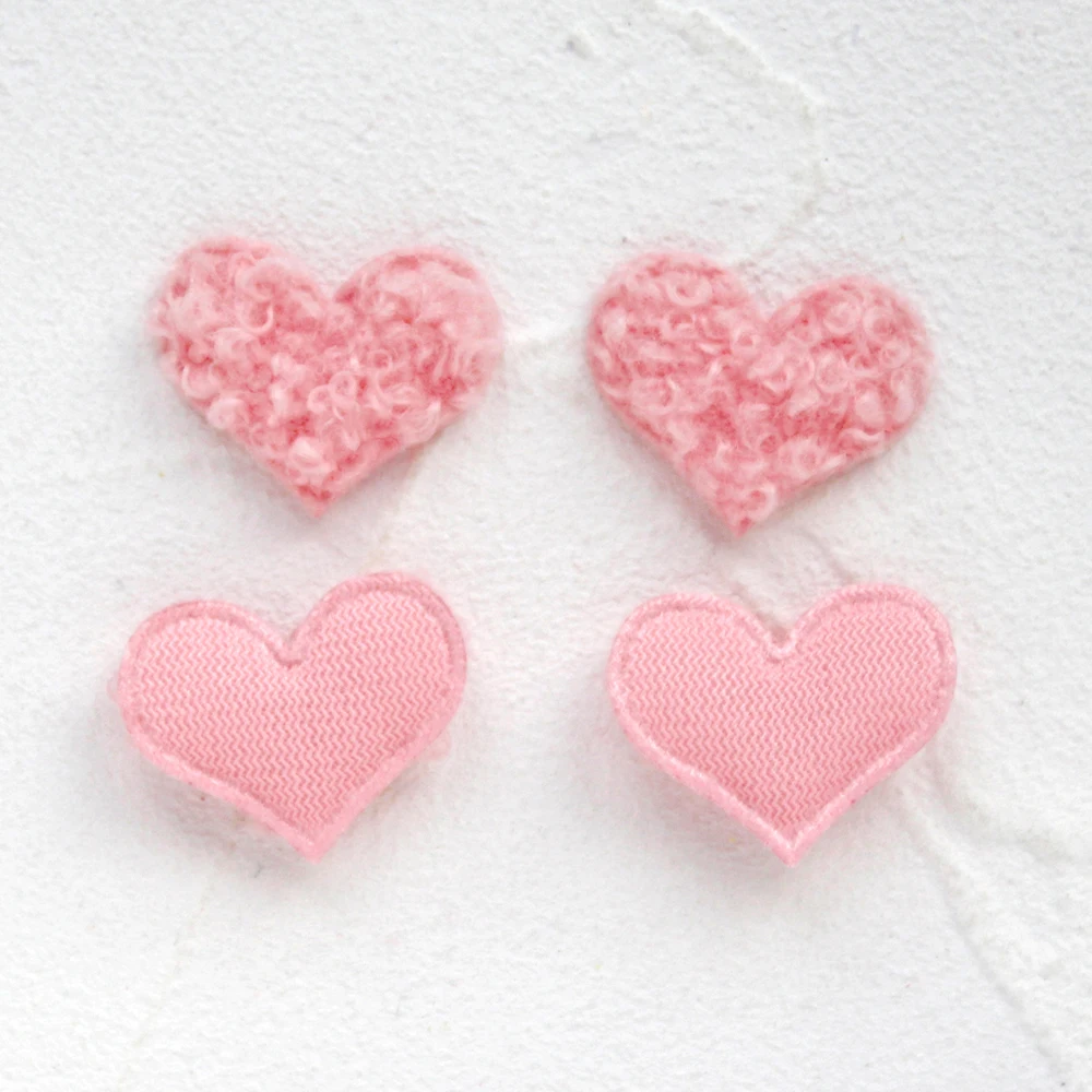 50pcs 20x25mm Teddy Fabric Padded Heart Appliques for Valentine's DIY Clothes Leggings Sewing Supplies Headwear Decor Patches