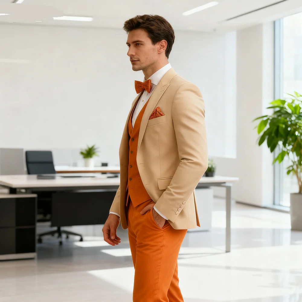 

Novo Marfim & Rose Dark Formal Деловой мужской смокинг жениха Свадебный торжественный мужской костюм для курения