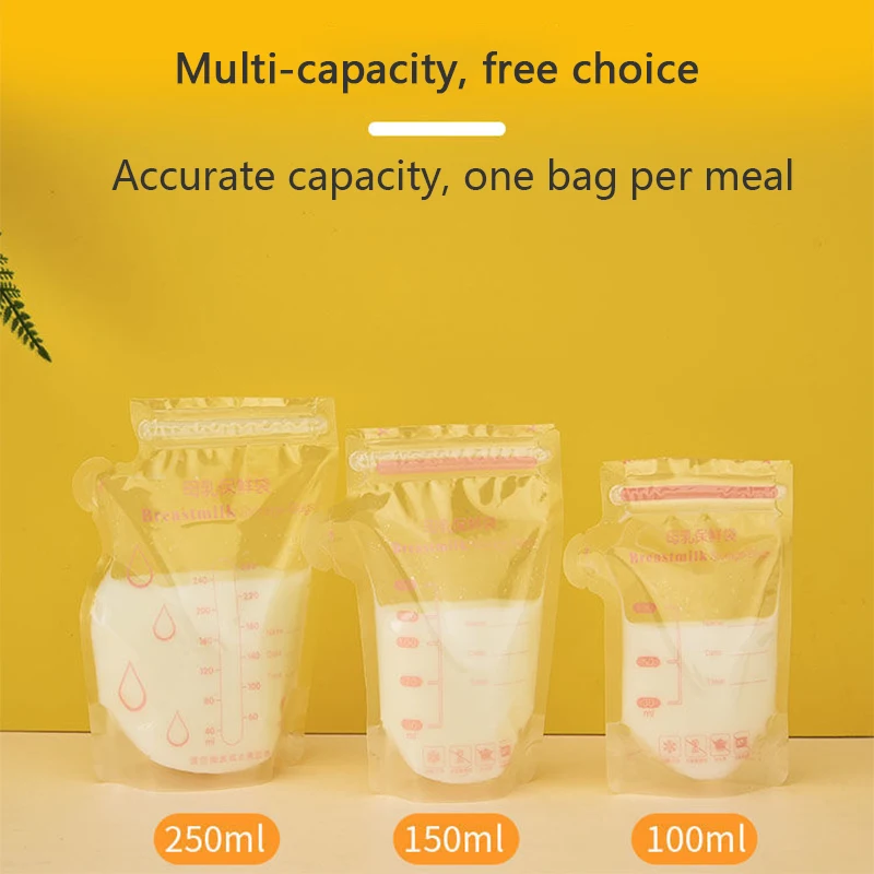 30Pcs 100/150/250ml Breast milk storage bag Disposable Breast Storage Milk Freezer Bag Baby Food Storage BPA Free Feeding Bag