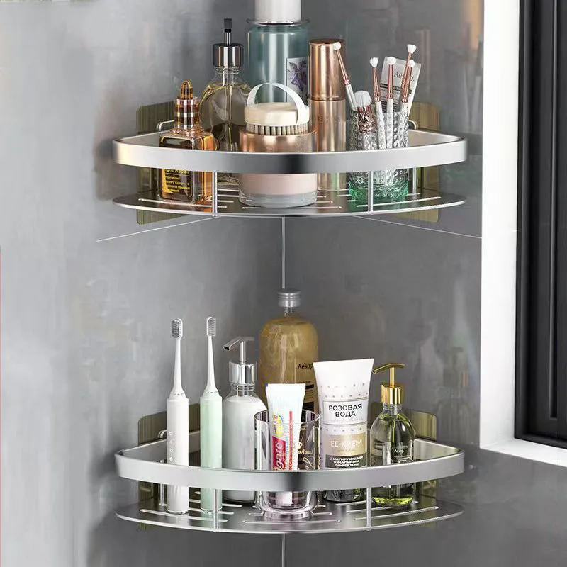 Aluminium Legierung Shampoo Rack Badezimmer Regal Make-Up Lagerung Organizer Dusche Regal Bad Zubehör Kein Bohrer Wand Ecke Regal – Detail 7