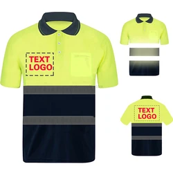 Polo de seguridad con logotipo personalizado, uniforme de trabajo, motocicleta, ciclismo, deportes al aire libre, ropa reflectante