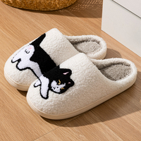 Women's Slippers Winter Indoor Warm Cute Cartoon Cat Bedroom Lightweight Soft Sole Breathable Leisure Plush Shoes Couple