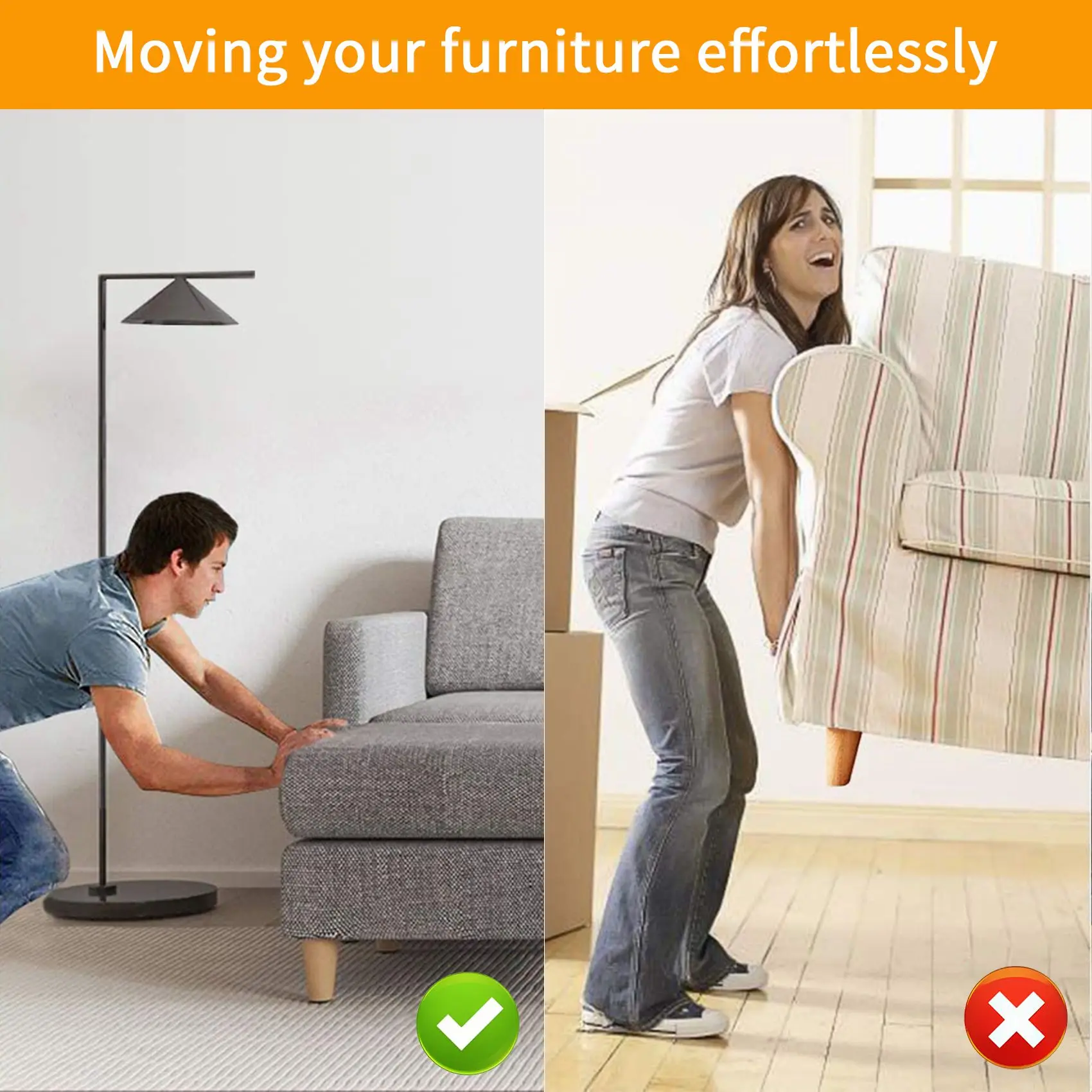 LICE-24 PCS Furniture Sliders And Gliders For Carpet Moving Furniture 25X35mm Self-Adhesive Furniture Gliders