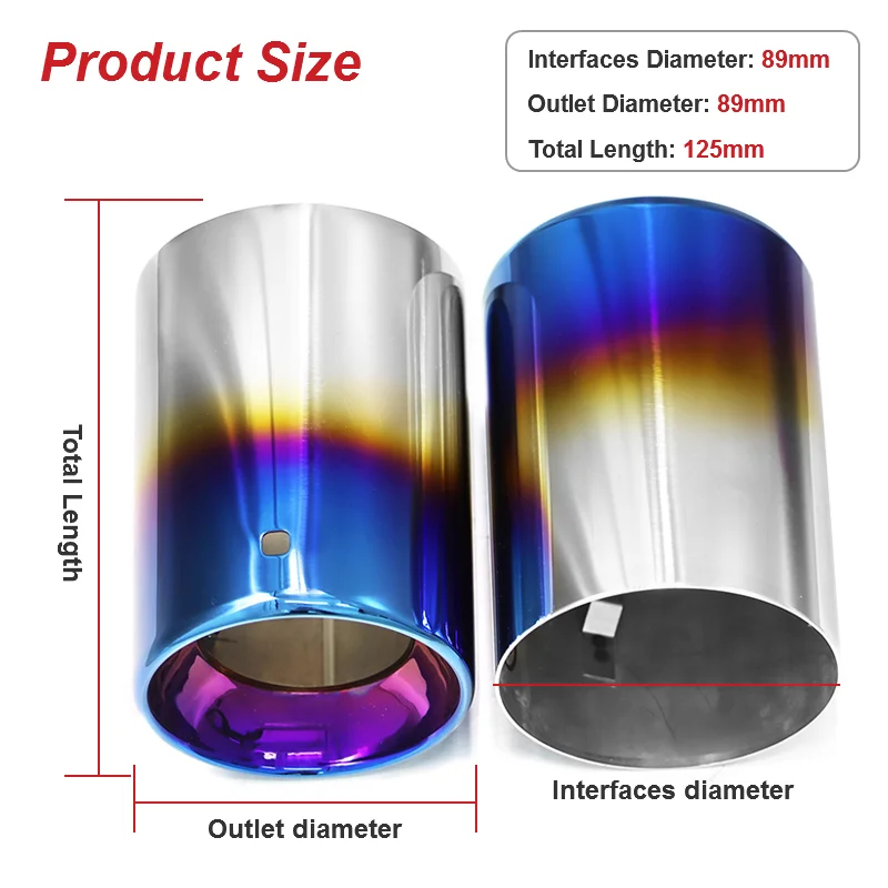2pcslot Exhaust Tip For BMW X1 F48 2016-2021 304 Stainless Steel Car Exhaust Pipe Outlet Decoration Silencer Exhaust Trims
