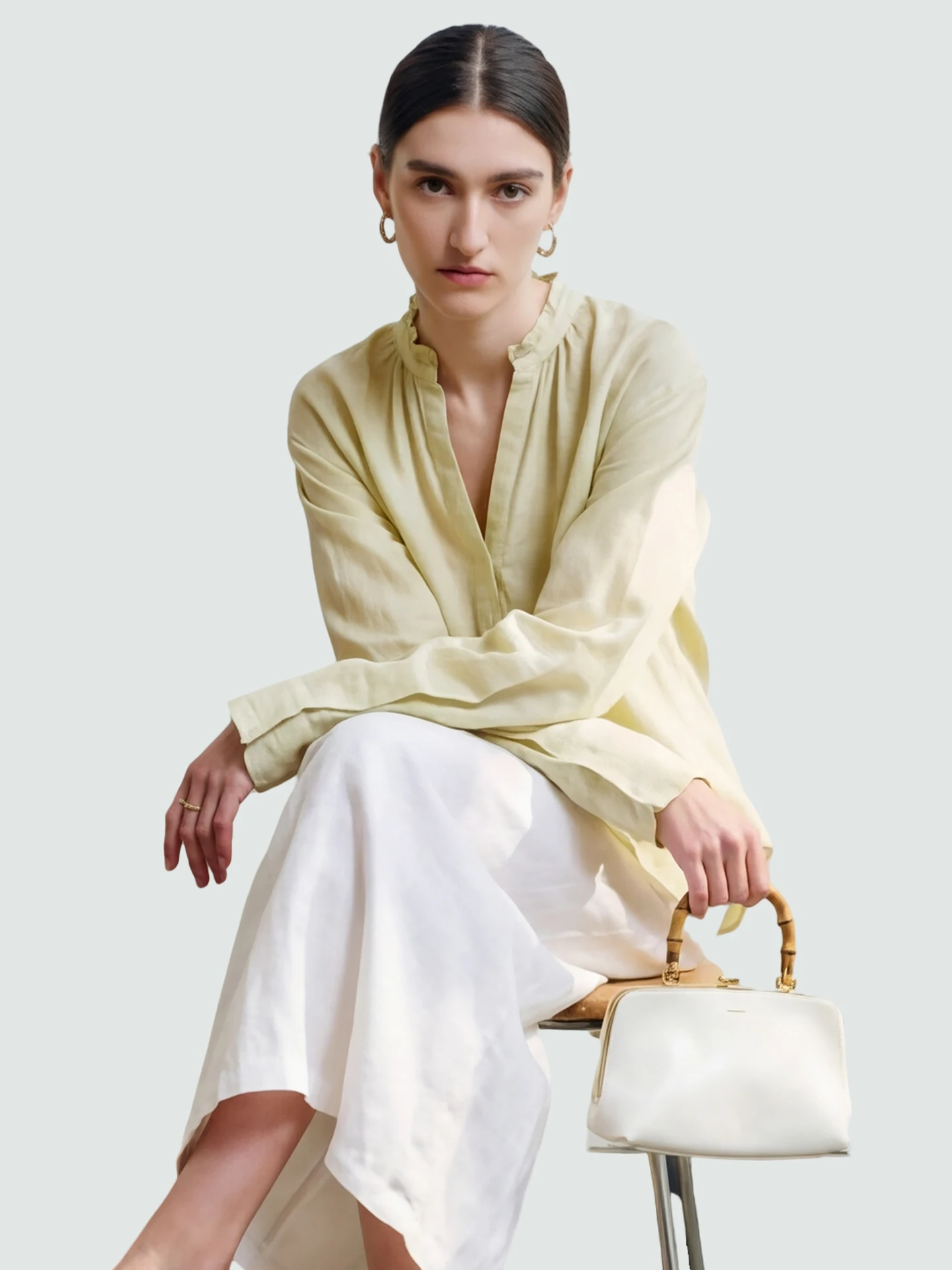 

Летняя новинка SueM: Свободная женская рубашка с длинным рукавом и воротником-стойкой, кружевная, для многослойных образов, удобная и дышащая