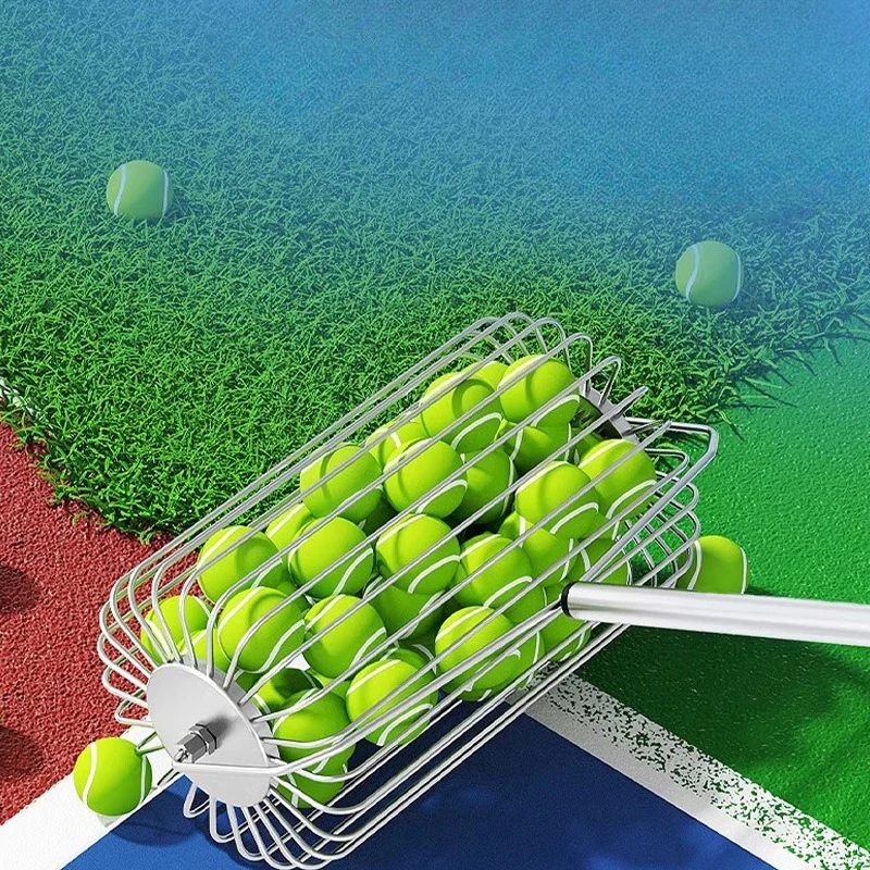 Verstelbare Tennisbal Picker Artefact Grote Capaciteit Tennis Plukapparaat Roestvrij Stalen Ballen Hopper Draagbare Sportonderdelen