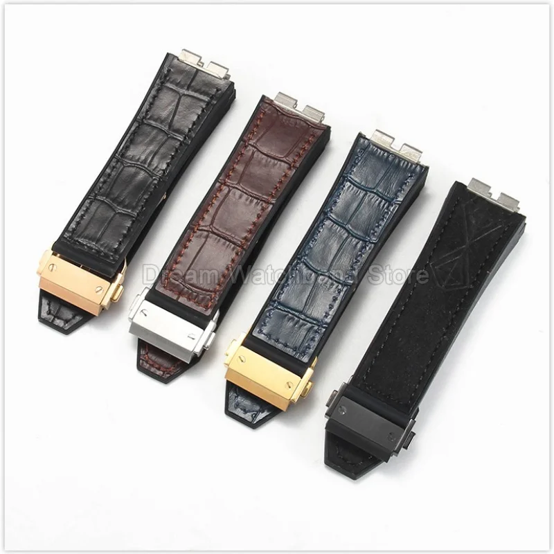 Watch Accessories Replacement Genuine Leather Band Comfortable Touch Sweat Proof Fine Stitching for HUBLOT Big Bang Watch Strap