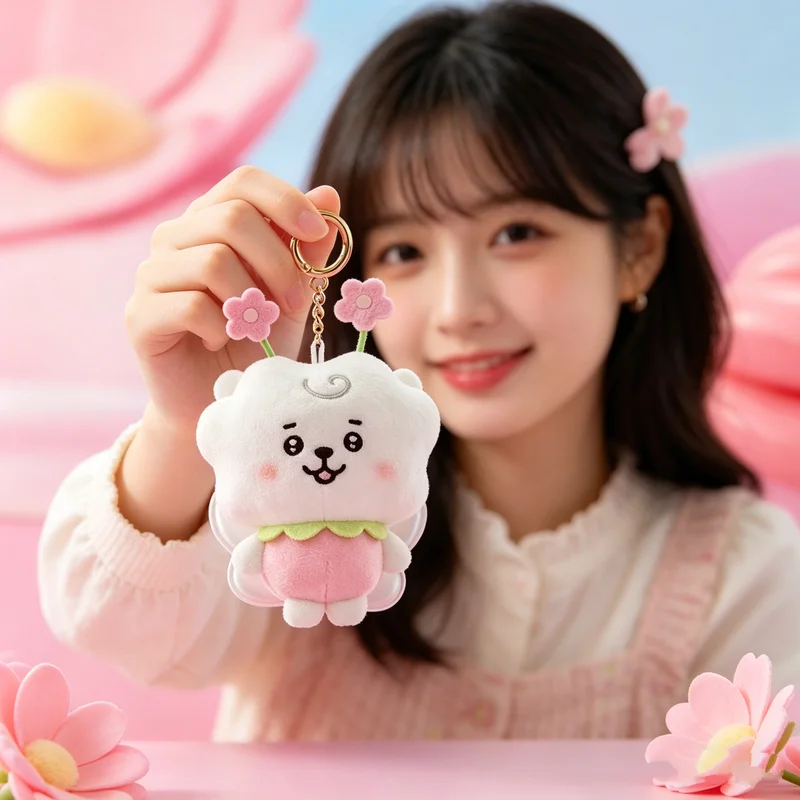 Juguetes de Peluche de la Serie Primavera de 10 cm de Anime BT21 Chimmy Cooky Koya, Muñeco de Peluche Creativo Nuevo, Accesorios de Llavero, Regalo para Amigos