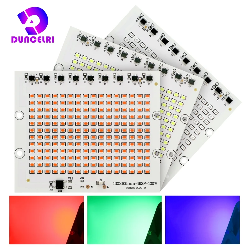 100W RGB Chip LED SMD 2835 światło halogenowe koraliki AC 220V-240V Led reflektor DIY do oświetlenia zewnętrznego czerwony zielony niebieski