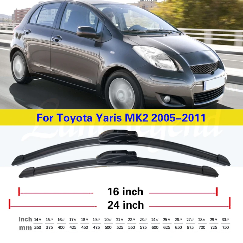 Wiper Front Wiper Blades For Toyota Yaris MK2 2005-2011 Windshield Windscreen Clean Window Car Rain Brushes 2009 2010 24\