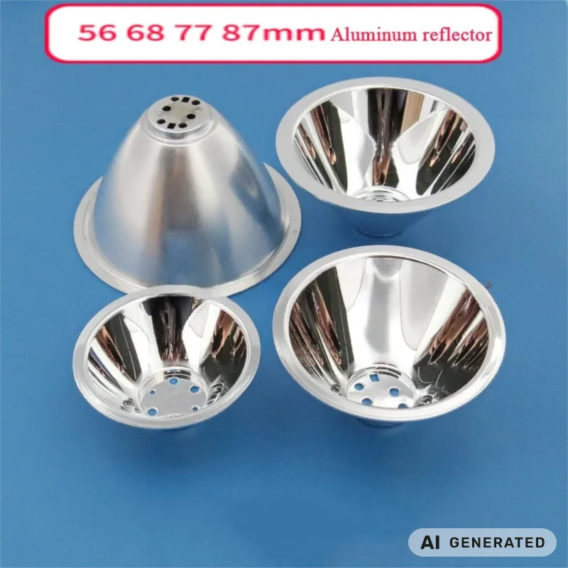 56mm 68mm 77mm 87mm LED Aluminum Reflector Cup Without Mounting Plate Reflective Concentrate Cup Diffuser Reflector 5 Degree Len