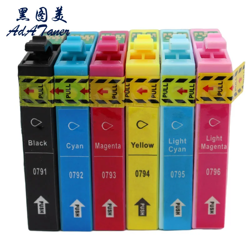 T0791 T0791-T0796 T079 XL Compatible InkJet Ink Cartridge for Epson Stylus Photo 1400 1500W P50 Artisan 1430 PX650 Tank Printer