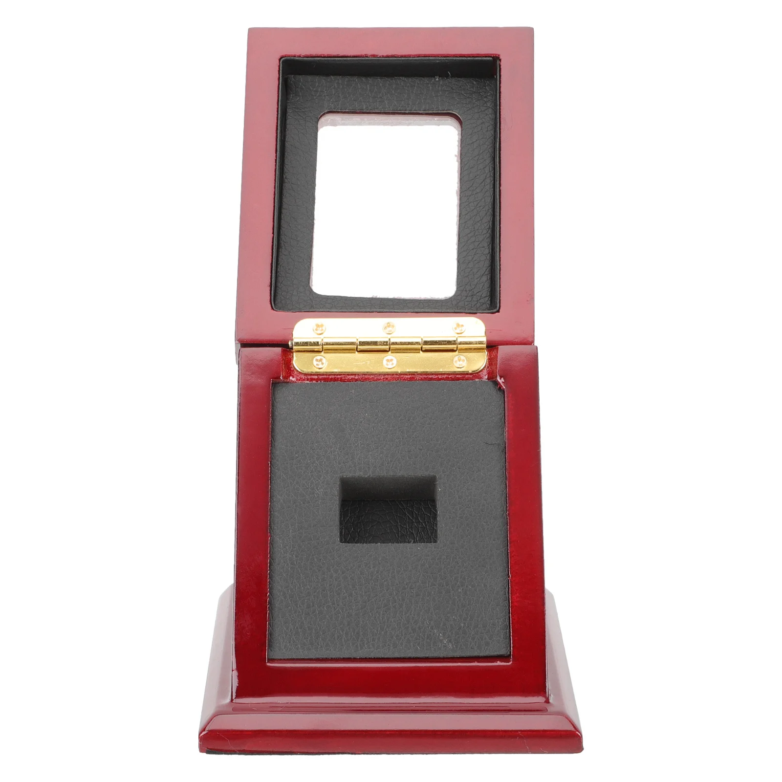 

Championship Ring Display Box Dark Red Wooden Ring Case Waterproof Dustproof Storage For Safe Display Winner Holder
