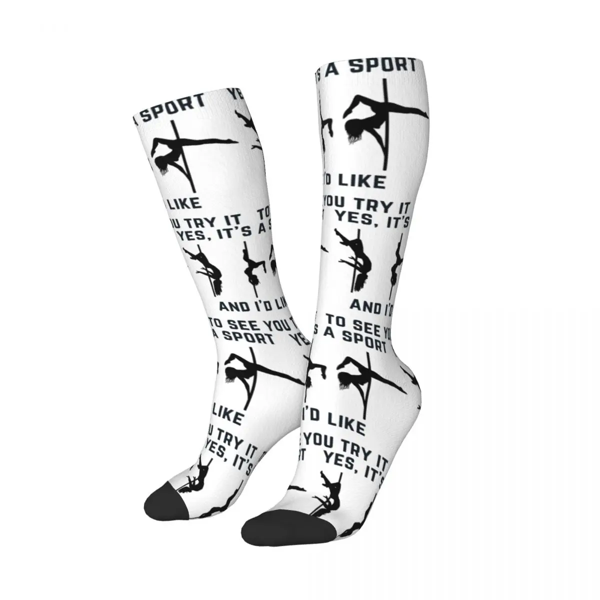 Yes, It\'s A Sport - Pole Dance Design Socks Harajuku High Quality Stockings All Season Long Socks Accessories for Unisex Gifts