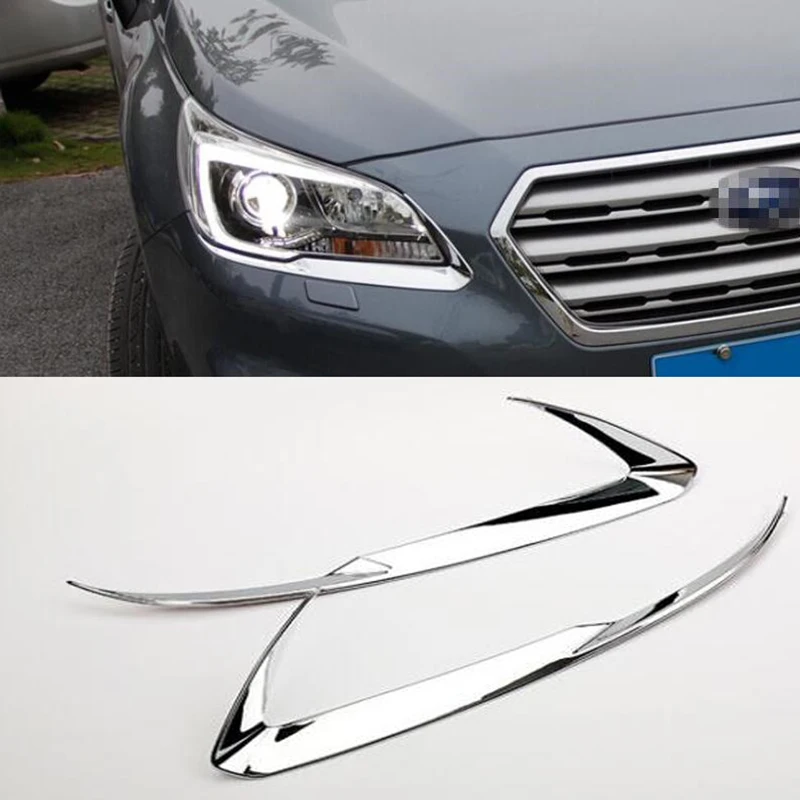 

2pcs Car Front Head Light Eyelid Headlight Eyebrow Cover Trim For Subaru Outback 2015 2016 ABS Chrome Front Head Light Cover