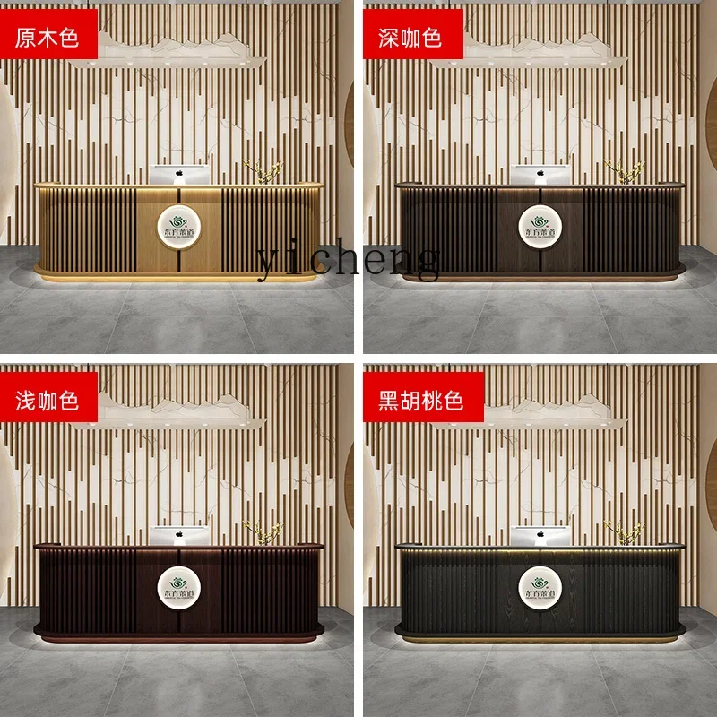 y9.1- New Chinese Arc checkout page Solid wood tea Restaurant Bar Health Hotel Reception Desk