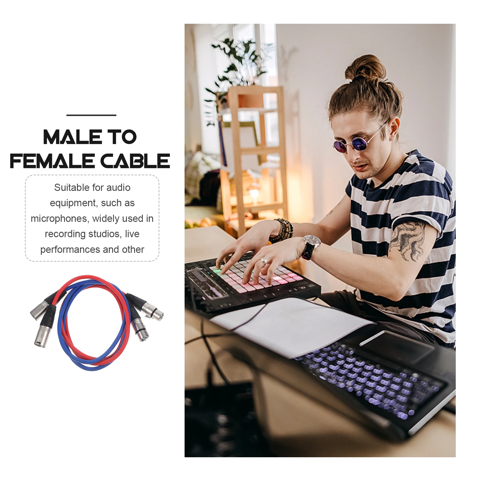 

2 Pcs Audio Line Microphone Cable for Microphones Male to Cables
