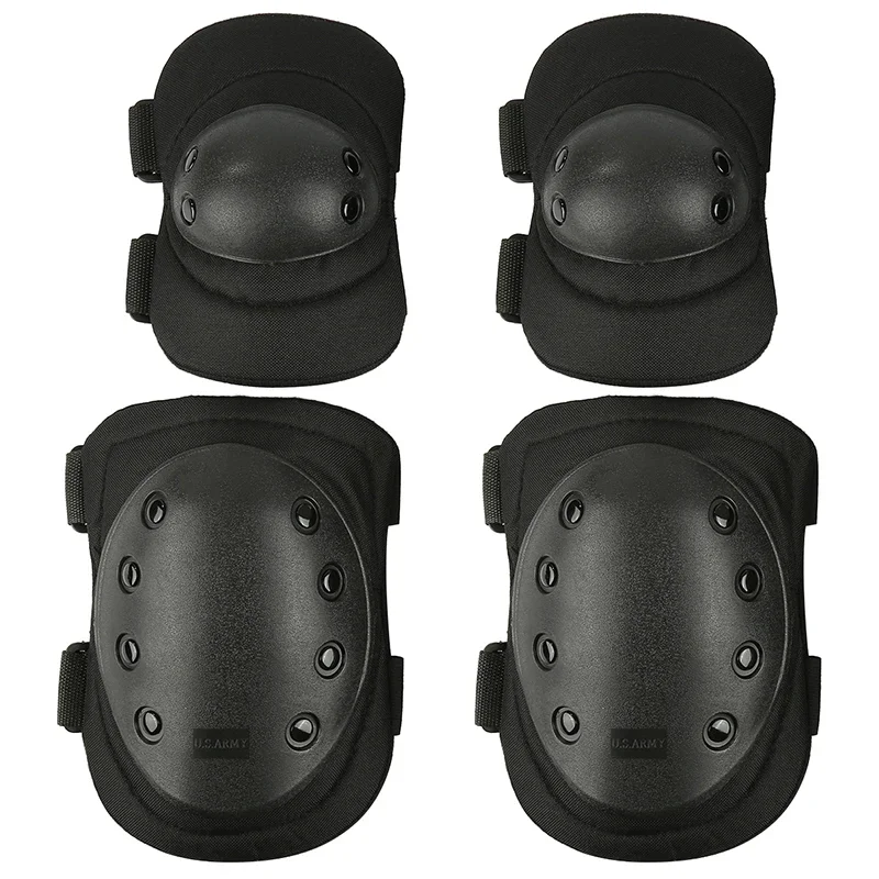 Professional Adjustable Knee & Elbow Pad 4 Pcs Sports Military Knee Elbow Protector Adult Tactical Hunting Combat Protective Set