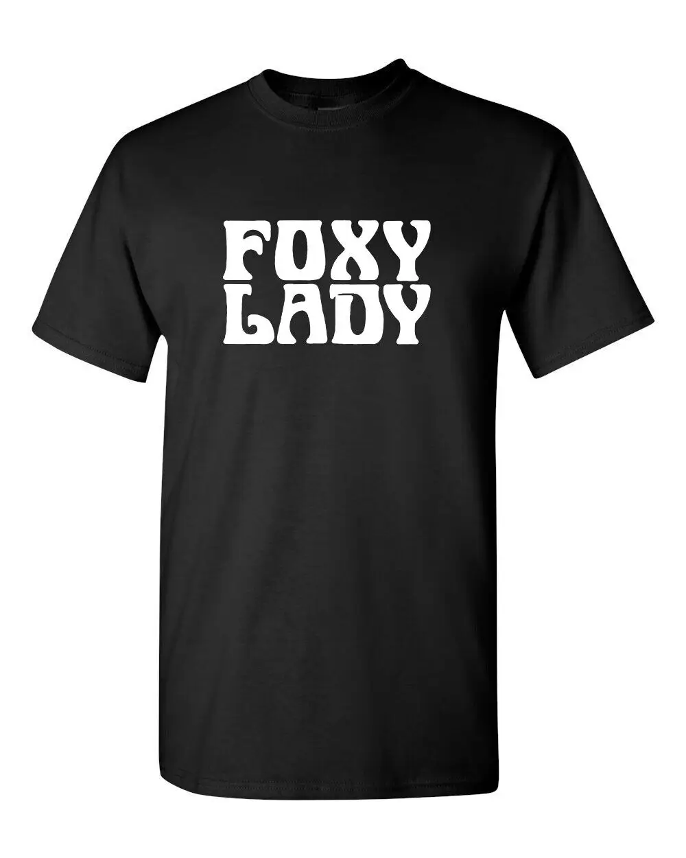 Retro Style T-shirt Novelty Groovy Design 70's Foxy Lady Classic Text