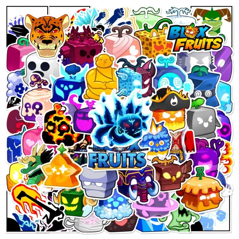 60pcs Blox Fruits Game Stickers Suitcase Water Cup Stationery Mobile Phone Car Scooter Laptop Refrigerator Decoration Stickers