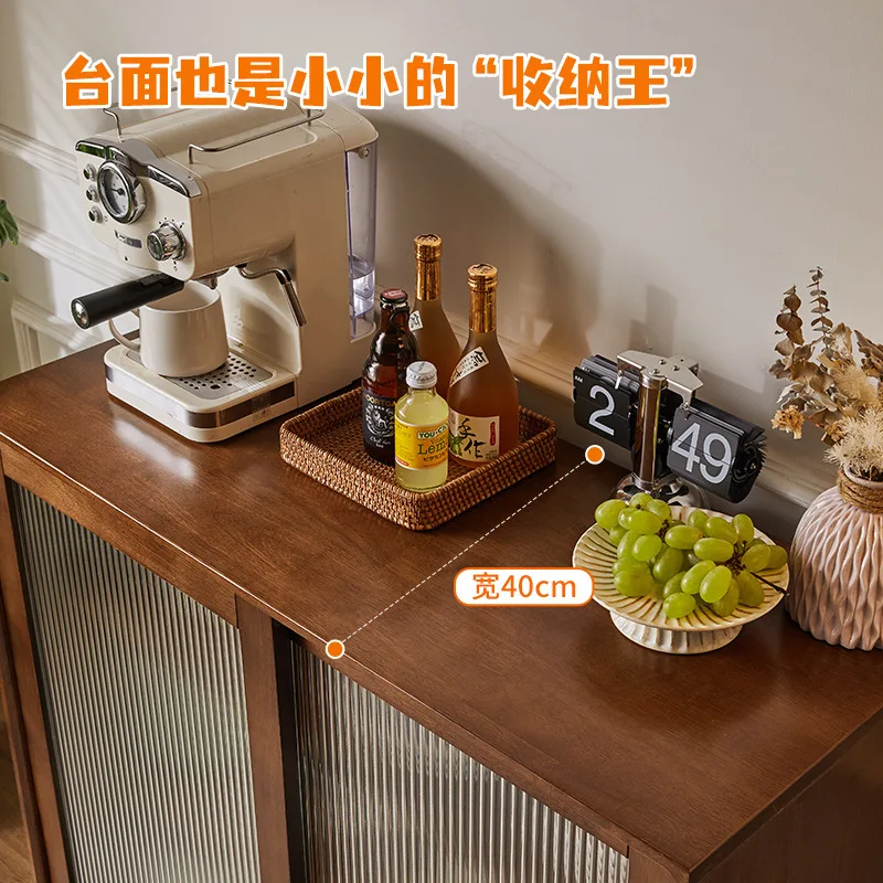 Lemari samping kayu solid, loker teh, di dinding