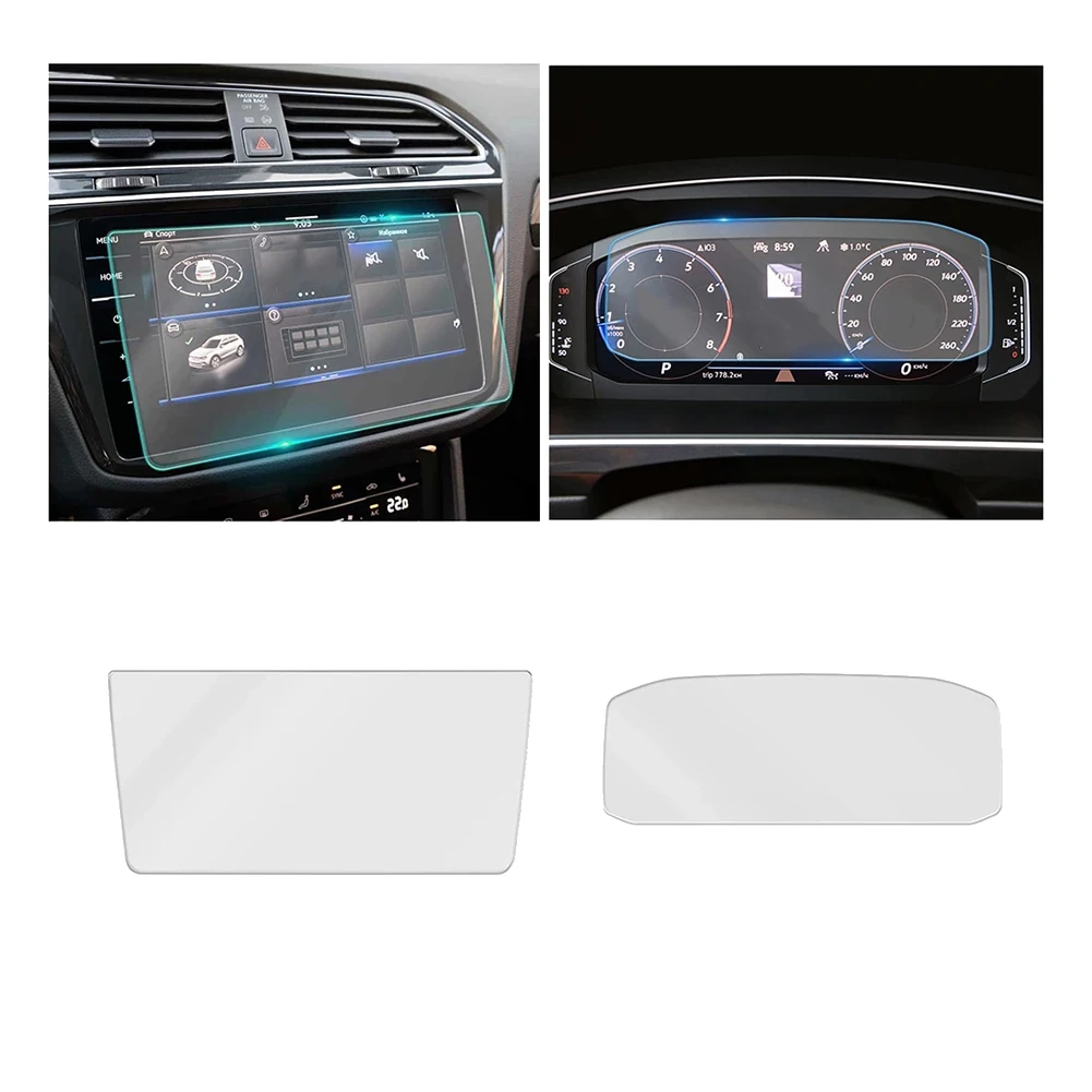 Car Instrument Film + GPS Navigation Screen Tempered Glass Protective Film for Tiguan 2021 2022