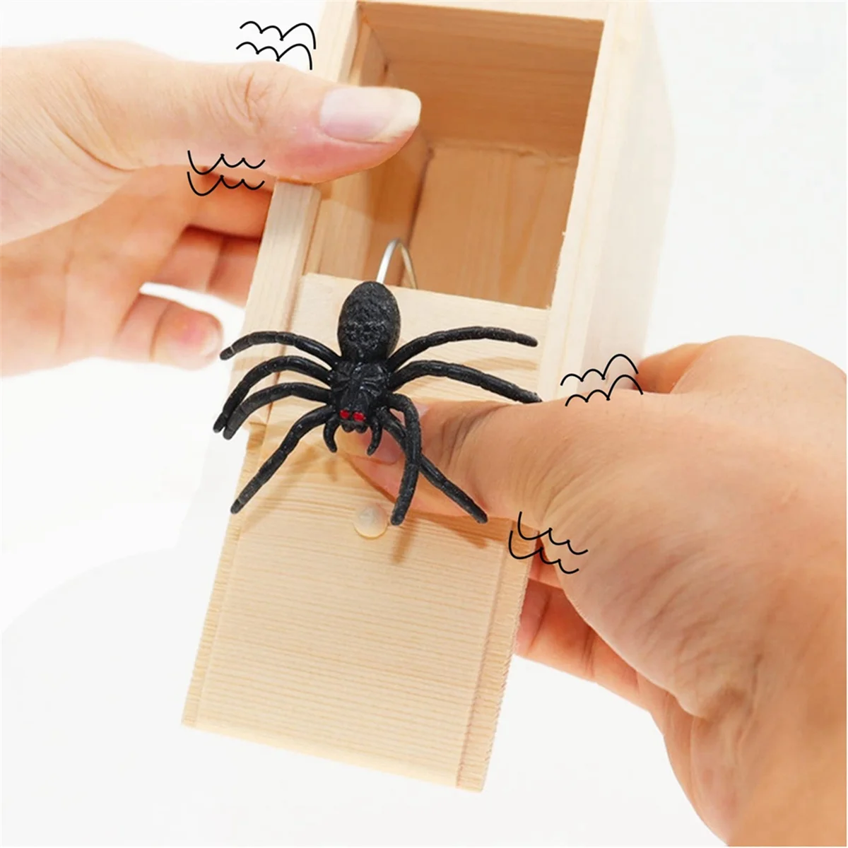 Caja de miedo de araña de truco divertido, caja oculta de madera, broma de calidad, juego divertido, truco de broma, juguetes de oficina para amigos