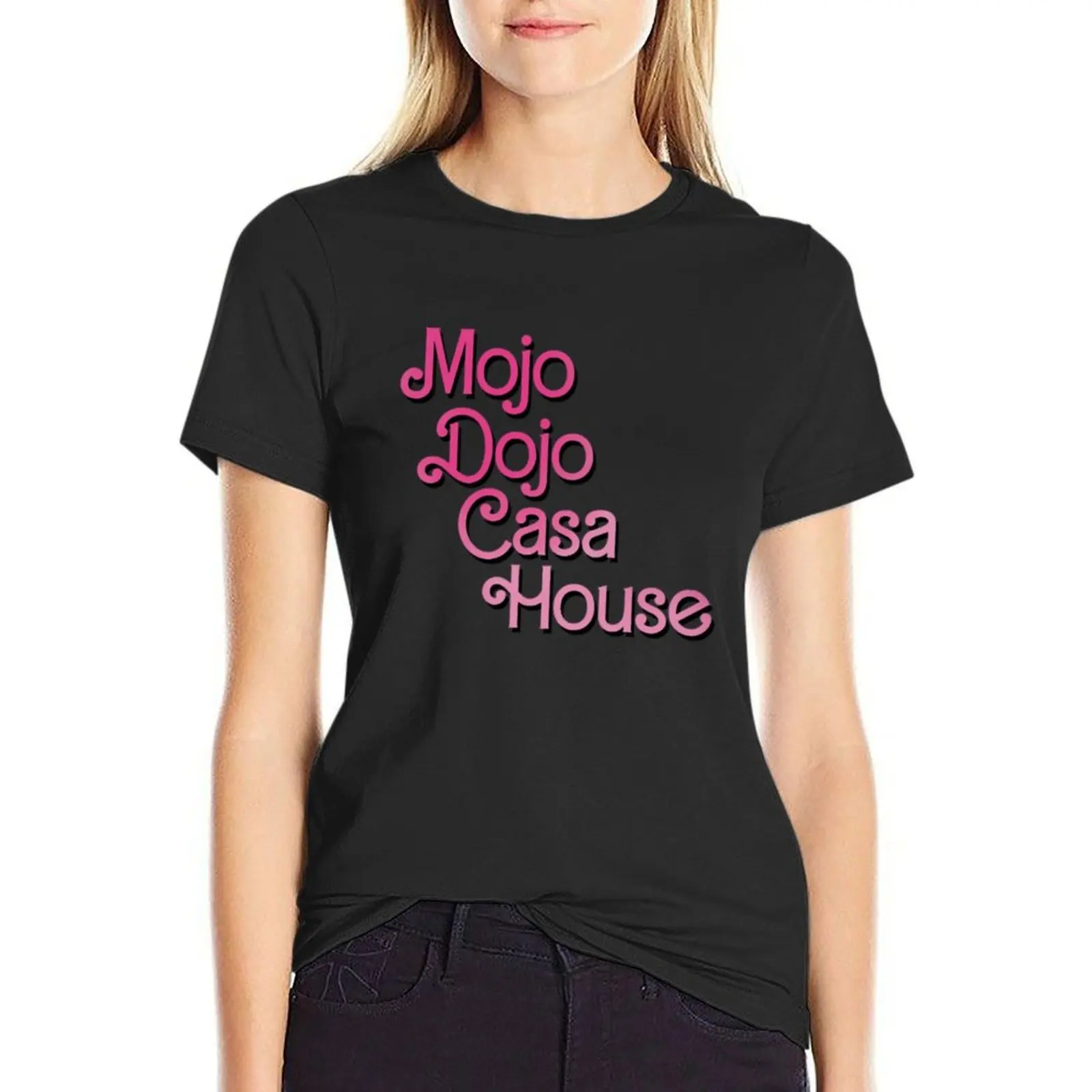 

Mojo Dojo Casa House Pink T-Shirt vintage clothes summer clothes Woman clothing