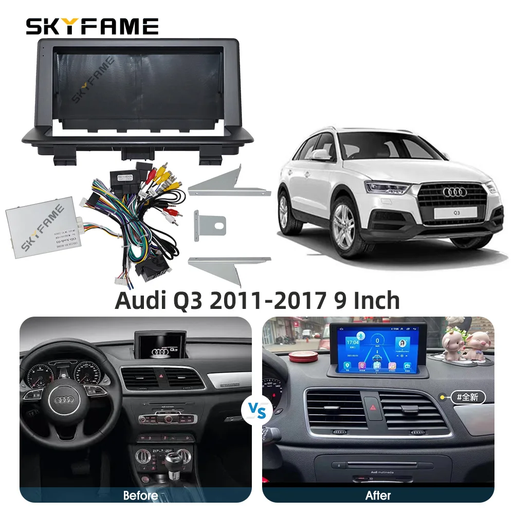 SKYFAME 자동차 프레임 근막 어댑터 Canbus 박스 디코더, 안드로이드 라디오 오디오 대시 피팅 패널 키트, 아우디 Q3 A3 용