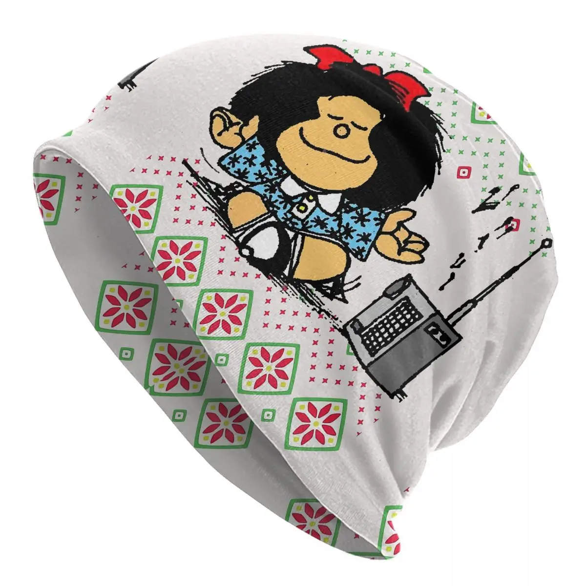 Cute Comic Charatcer Autumn Female Thin Beanies Double Used Warm Bonnet Hats