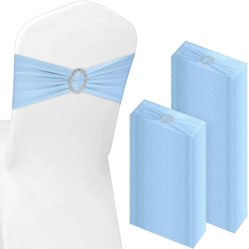 

150 Pieces Spandex Stretch Chair Sashes Bows Elastic Chair Cover Bands Ties with Buckle Slider for Wedding Party Receptio