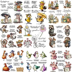 Funny Animals Pig Chicken Raccoon Stamps and Cutting Dies Cute Mouse Planting Flower Stamp DieCut Set For DIY Scrapbooking Craft