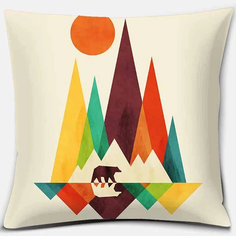 Abstract colorful wildflower mountain geometric square pillowcase home decoration car sofa cushion cover๏ผ45cm*45cm๏ผ