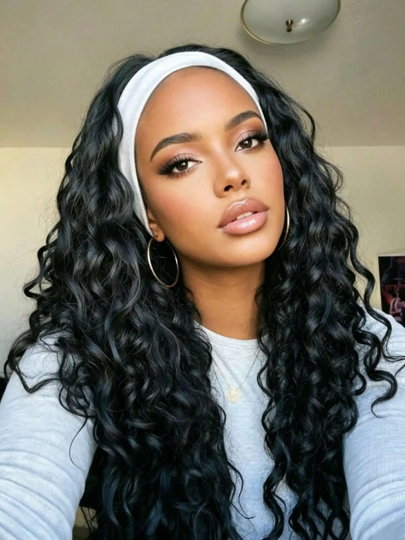 

Kinky Curly Headband Wig Human Hair No Shedding No Tangle Brazilian Remy 250 Density Curly Wave Human Hair None Lace Front Wigs Human Hair Ready To Wear Glueless Wigs for Women Headband Human Hair Wigs Natural Black