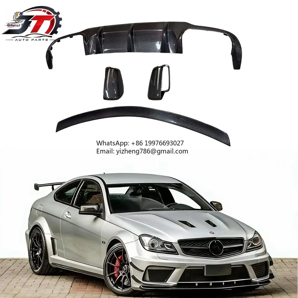 JT New Carbon Fiber Bumper Body Kit For Mercedes C-Class W204 C63 2012-2015 with Exhaust Cut-Outs-Retrofit Upgrade