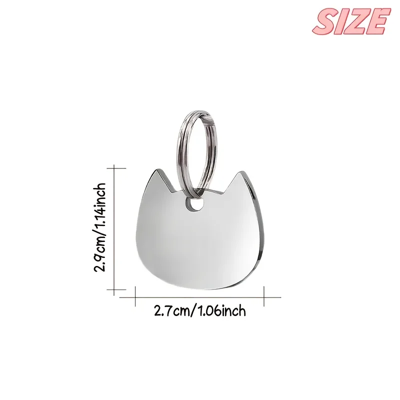 Étiquette d'identification de chat personnalisée, gravée sur mesure, étiquette de nom d'animal de compagnie en acier inoxydable, accessoire de collier de chat pour chat petit, moyen et grand, 1P