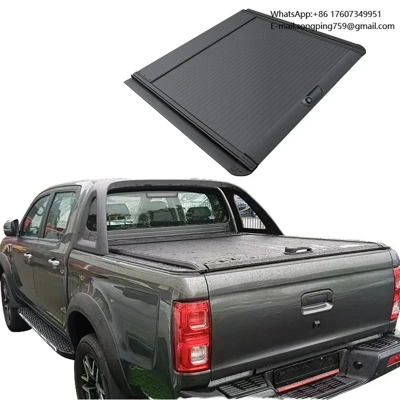 Hard Type Aluminum Alloy Manual Roller Shutter Cover Retractable Waterproof Roll-Up Tonneau Cover for Pickup Navara Silverado
