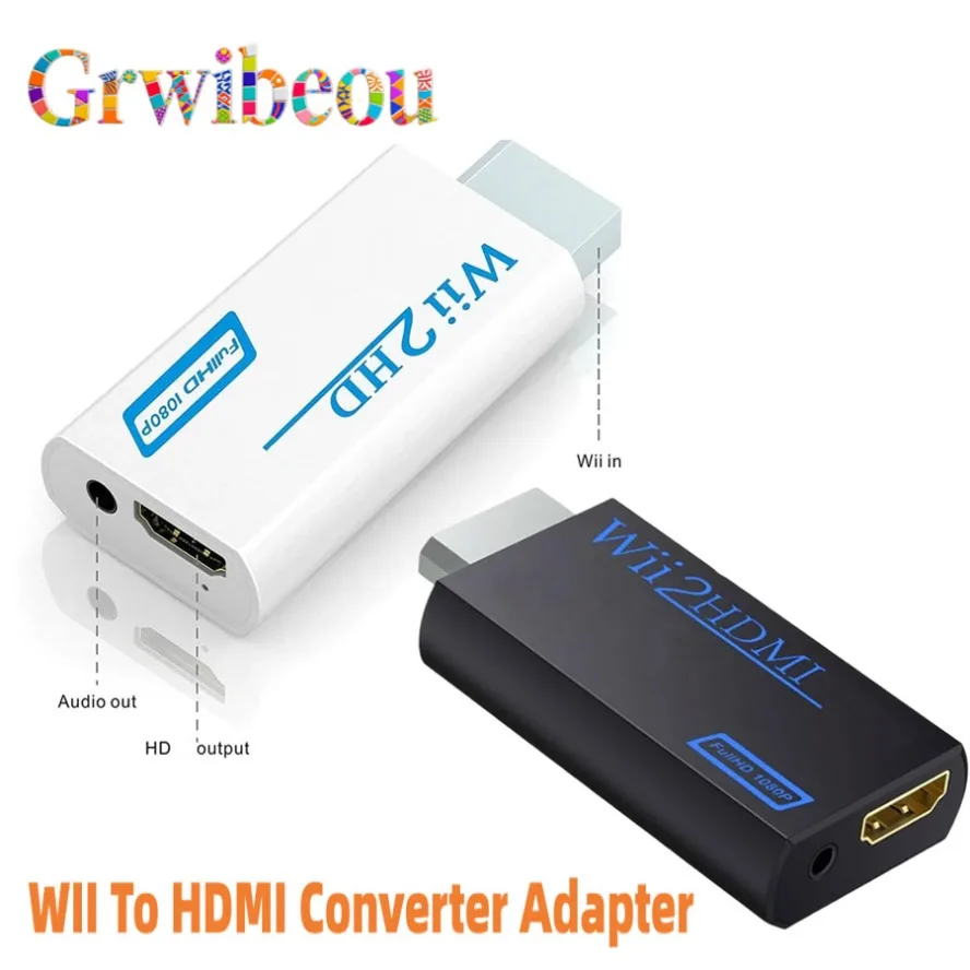 Adaptador WII a HDMI Full HD 1080P WII a HDMI Wii 2 HDTV convertidor Wii a HDMI Audio de 3,5mm para Monitor HDTV pantalla PC