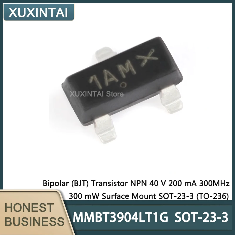 100Pcs/Lot New Original MMBT3904LT1G MMBT3904 SOT-23-3  Bipolar (BJT) Transistor NPN 40 V 200 mA 300MHz 300 mW Surface Mount