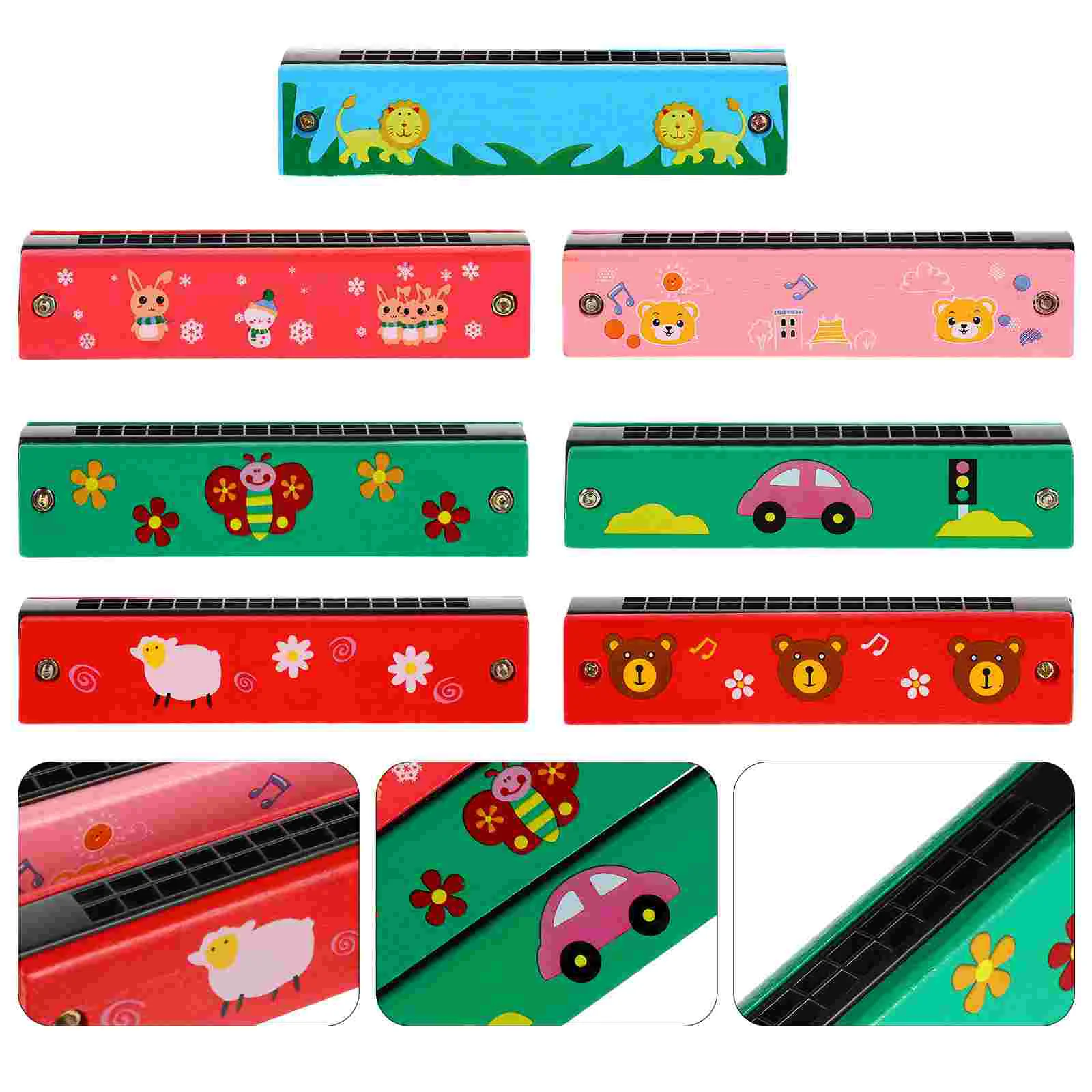 

7 Pcs Musical Toys 24 Holes Harmonica Learners Instrument Kid Mini Instruments Wooden Child