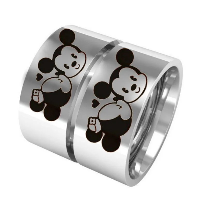 

Cartoon Disney Mickey Minnie Mouse Rings Personalized Fashion Titanium Steel Couple Ring Jewelry Finger Decorative Accessories